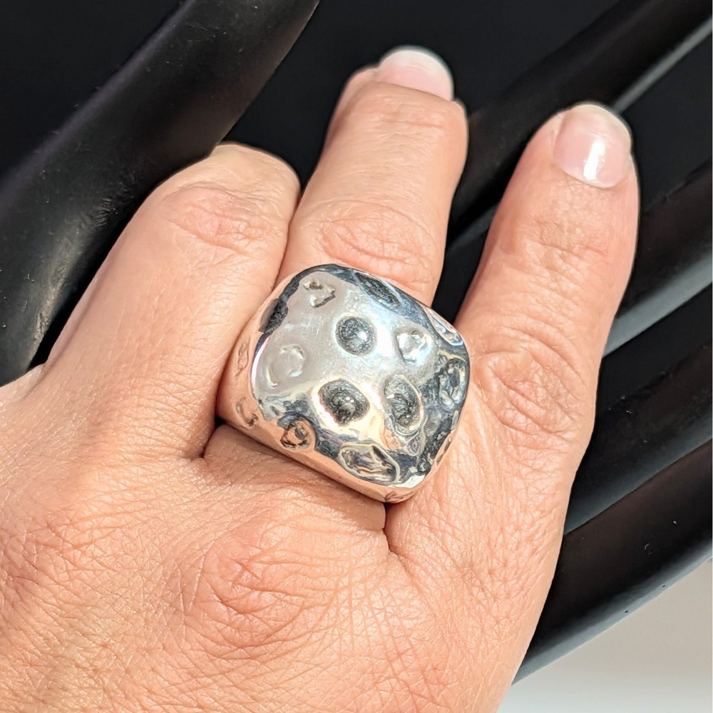 Simon Sebbag Hammered Dome Ring Sterling silver Excellent Statement size 9.25